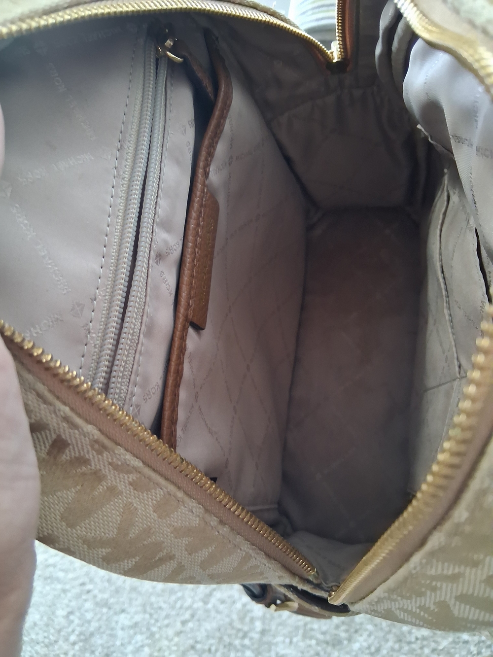 Michael Kors Beige/Tan MK Logo Backpack - Picture 6 of 7